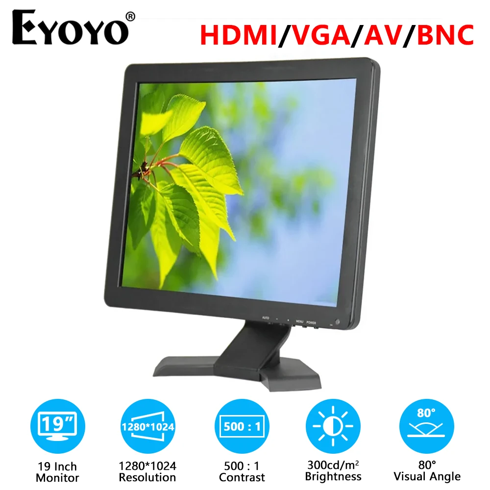 eyoyo cameras cctv hd com monitor de seguranca em19a 1280x1024 av bnc vga hdm porta usb display para dvr dvd pos microscopio 01