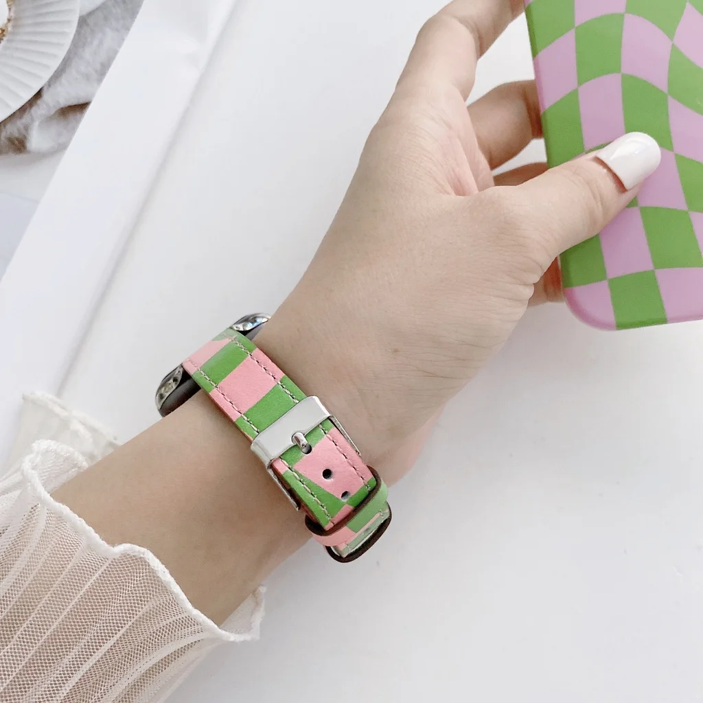 For Apple Watch Strap｜ Luxury Women's Watch Fashion Casual Korean Leather Strap for Apple Watch series 7 6 se 5 4 3 2 1 Small Wa