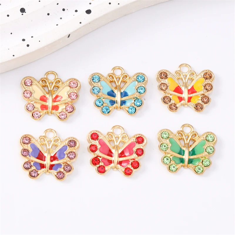 

Duarte 20Pcs/Lot Cute Crystal Enamel Flying Butterfly Charms Pendants for Making Necklaces Earrings Bracelet DIY Crafts Supplies