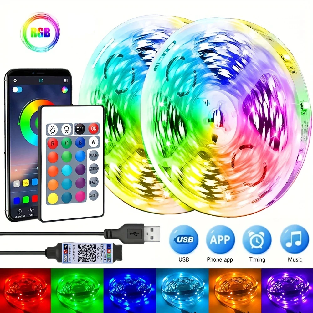 Smd 5050 5V Led Strip Light With Ice String Usb Rgb Bluetooth Led Tape Adhesive 15 20 Meters Led Ribbon Led Wall Room Decor