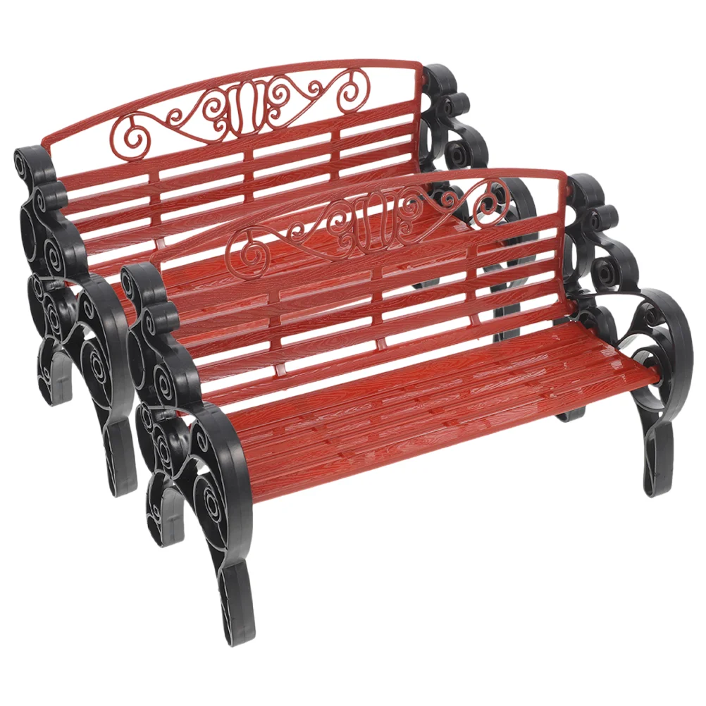 

2 Pcs Park Chair Model Mini Bench Garden Dollhouse Vintage Bathroom Decor Small Adornment Household