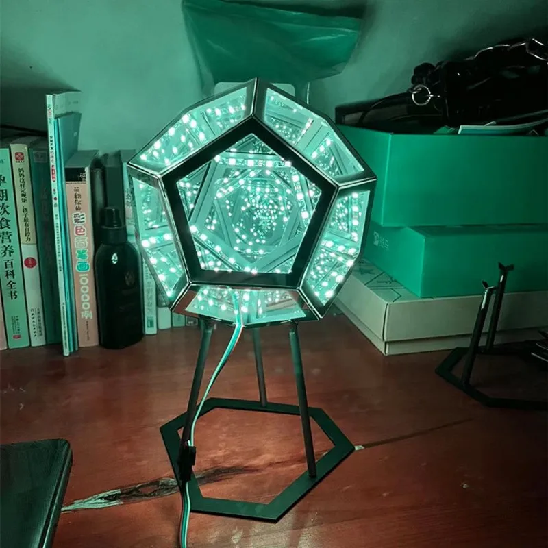 

Acrylic Simple Science Art Colorful LED Night Light Creative Cool Infinity Dodecahedron Home Decoration Desktop Table Lamp Gift