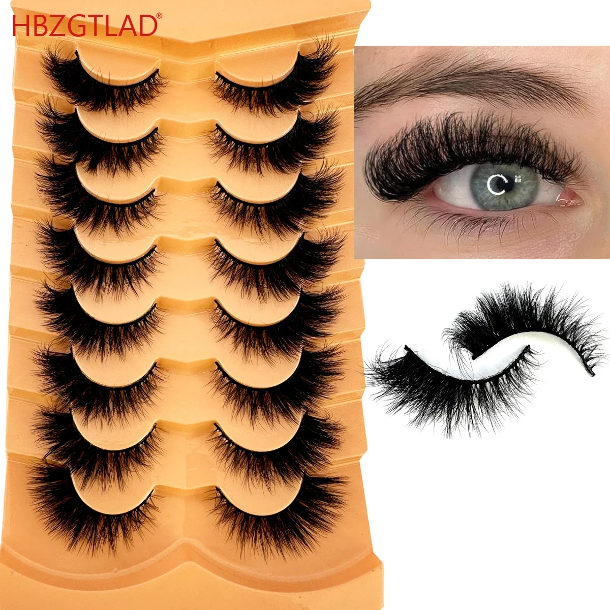 New 8pairs Cat eye Eyelashes 3D Natural False Lashes Fluffy Soft Cross Manga Lashes Wispy Natural Eyelash Extension Makeup