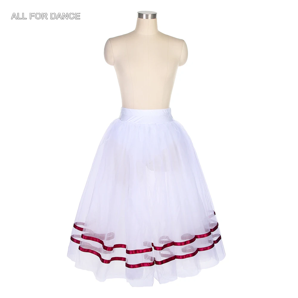 

20523 Long Romantic Ballet Tutu Half Practcing Ballet Tutu Girls & Women Ballet Costume Tutu White Skirt with Red Ribbon