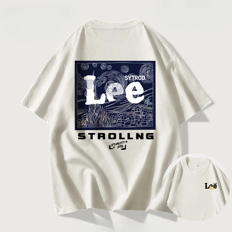 

Lee Abstract Sky Cotton T-shirt Unisex Men Women Summer Short Sleeve Fashion Brand Tee Luxury Casual Vintage Retro Tops