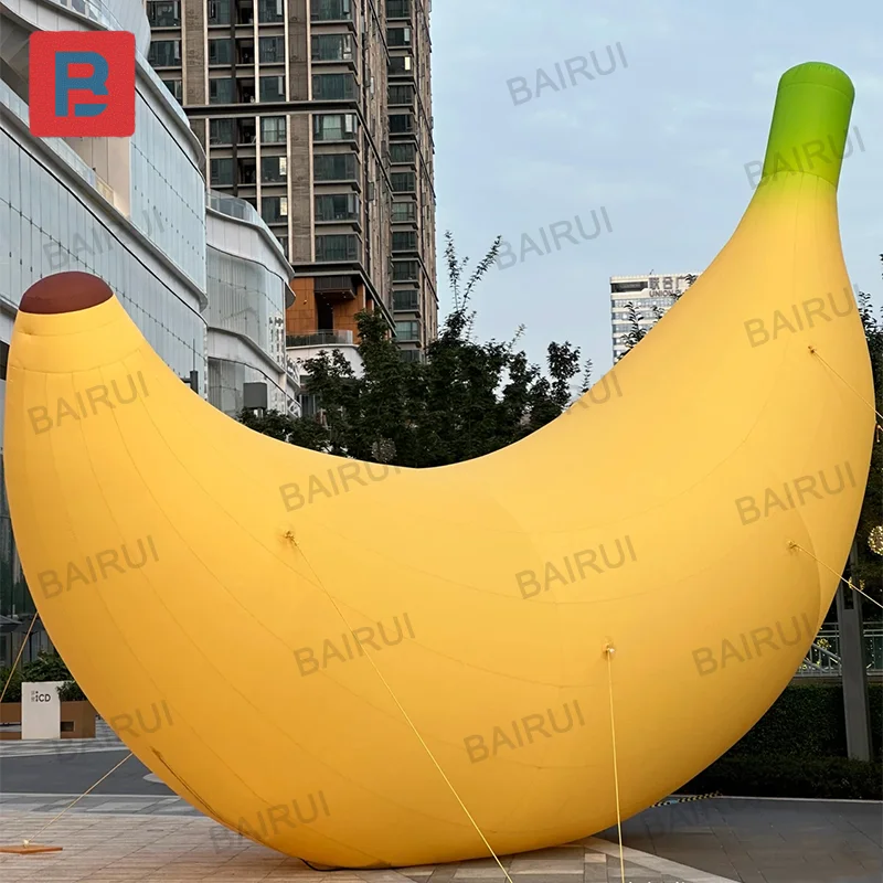 Shopping mall decoration inflatable banana yellow realistic fruit 3m huge summer fruit festival prop