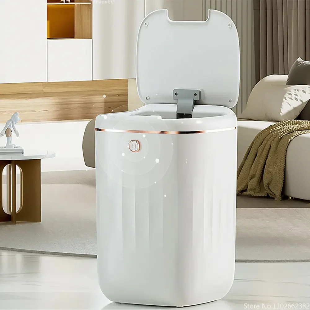 22L White Electric Sensor Wastebasket Bedroom Smart Trash Can Automatic Waterproof Recycle Bin for Living Room Kitchen Bathroom