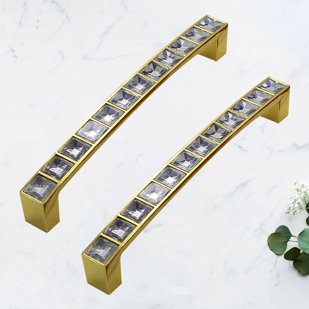 

Cabinet Hardware Gold Drawer Handle Door Knob Shiny Handles Cupboard Dresser Knobs Crystal Retro Decor