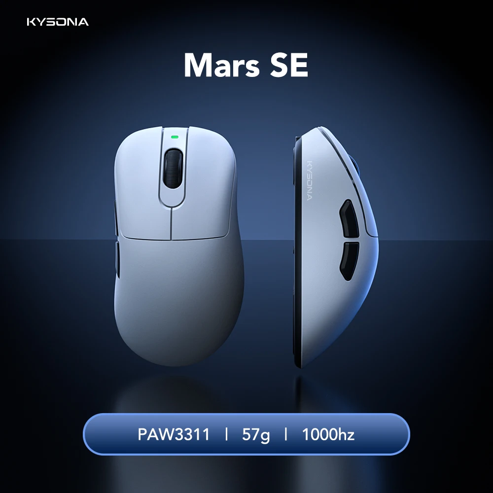 

KYSONA Mars SE Bluetooth Mouse 24000dpi PAW3311 1000Hz Tri-mode Connection Wireless Macro Gaming Mouse for PC Laptop Gamers