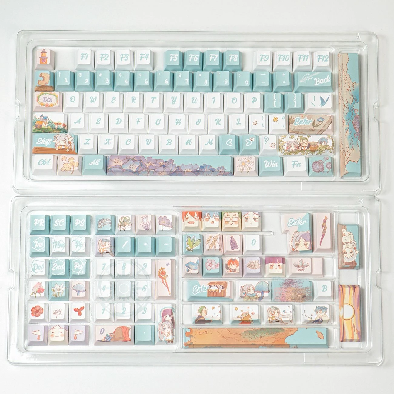 

140 Keys Frieren Anime Keycaps Cute Gift Key Cap MOA PBT Dye Subbed Japan Gaming Key Caps Backlit Keycap for Alice/ANSI Layout