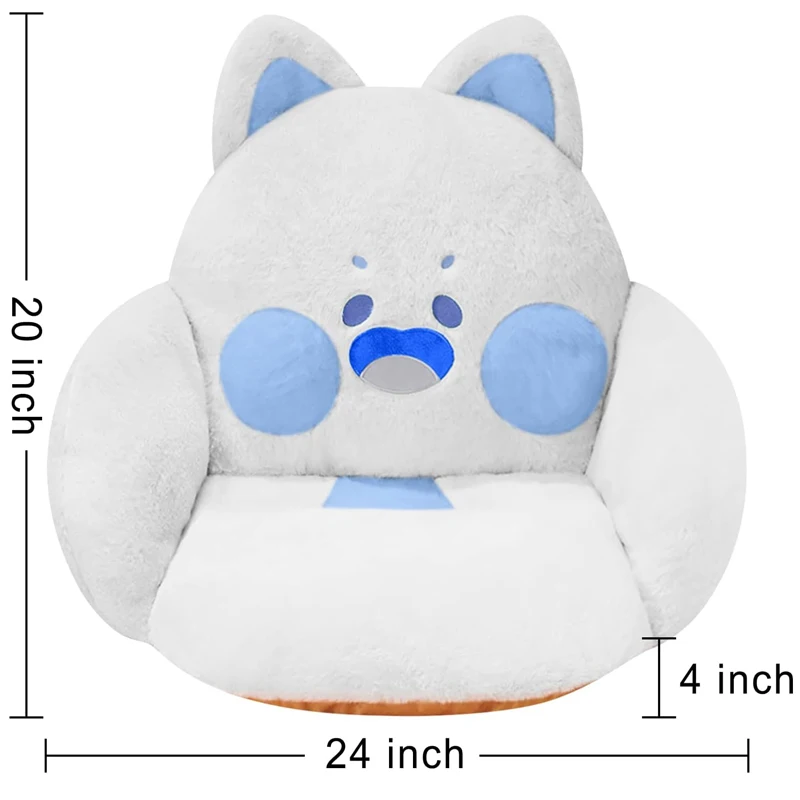 Large White Rabbit Chair Pillow with Backrest Non-Slip Thick Warm Sofa Plush Seat Cushion Soft Car Pads Office Gamer Bedroom