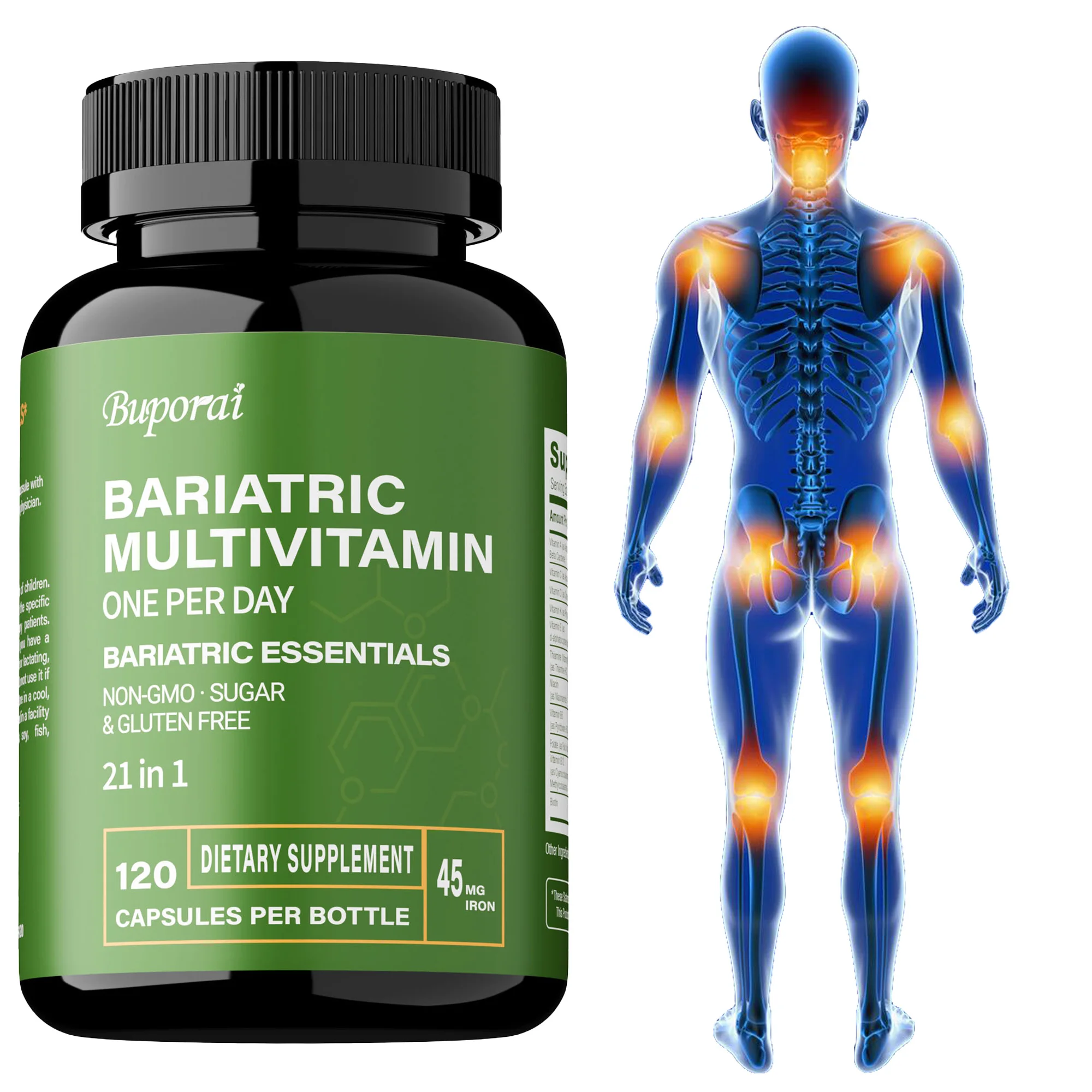 

Bariatric Multivitamin - Maintaining Energy Levels,Promote Overall Health,Iron Level Support - Contains 21 Vitamins & Minerals