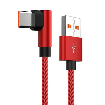 USB C타입 고속 충전 엘보 케이블, 샤오미 12 11 10 8 삼성 S9 S10 Oneplus5 ZUK Z3 화웨이 아너 USB-C 라인, 0.25m, 1m, 2m, 3m