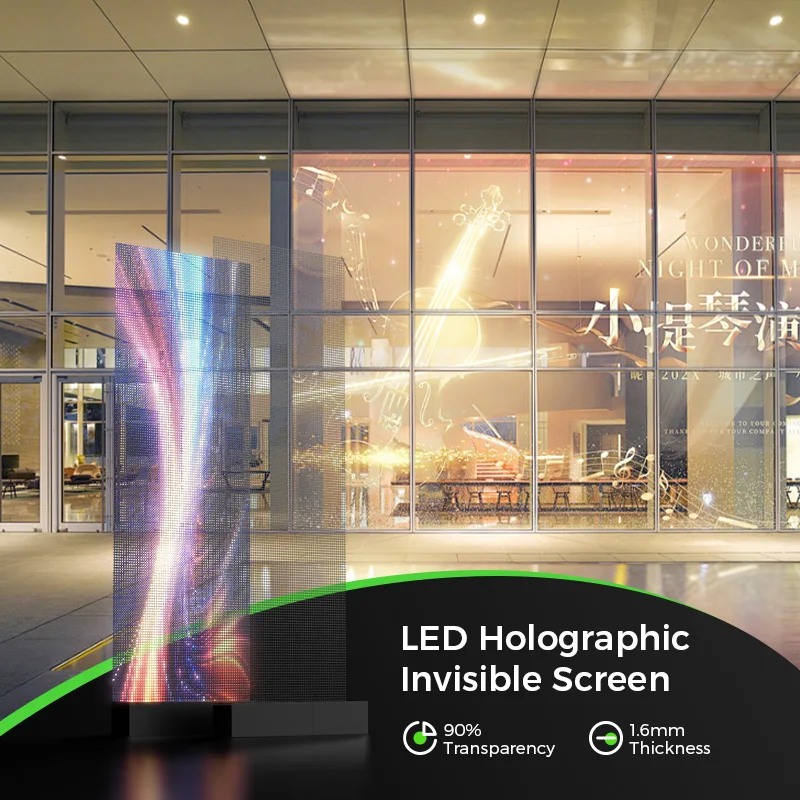 3D Holographic Transparent LED Screen Flexible Film Video Wall Invisible Display Panel For Commercial Advertising