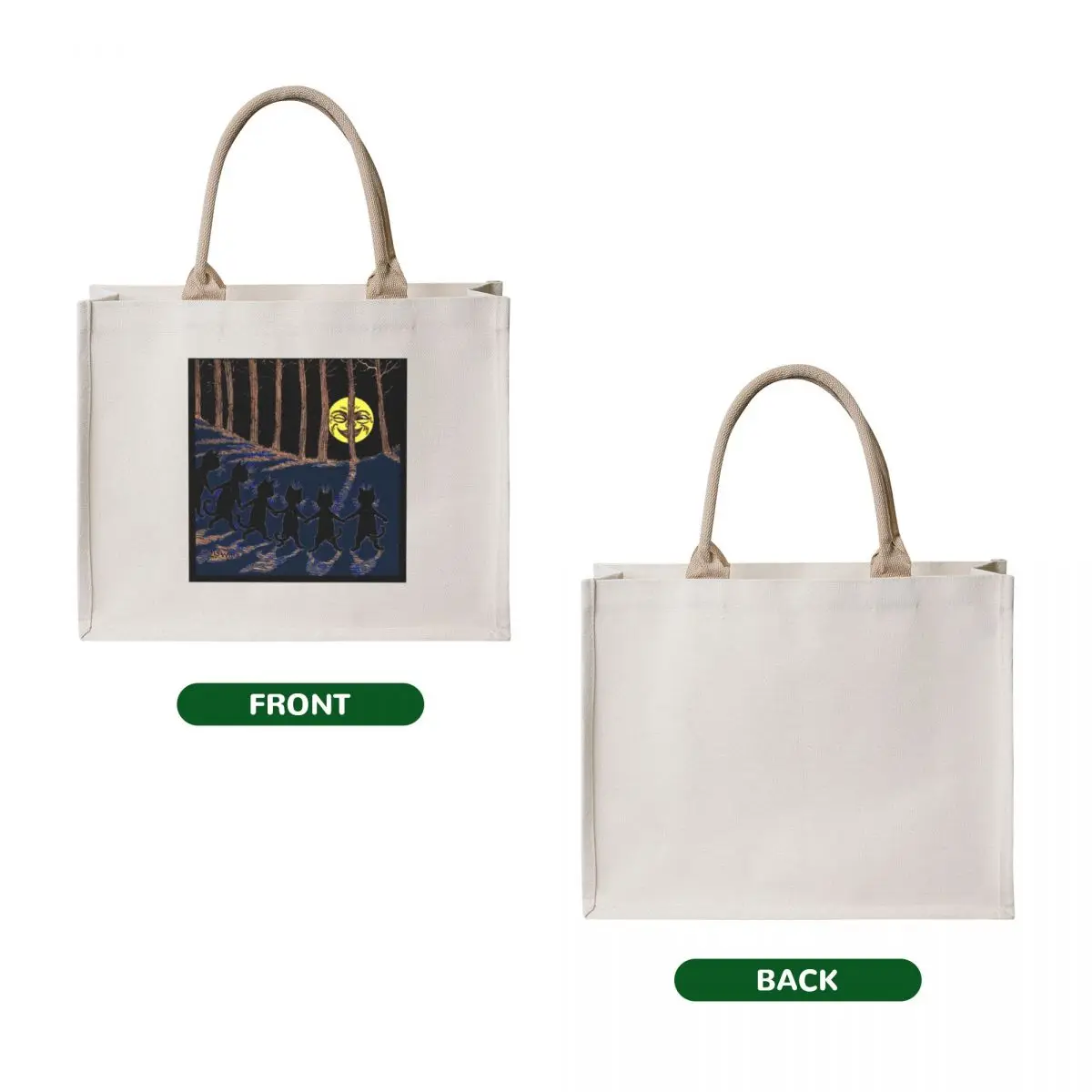 BLACK CATS and WINKING MOON : Vintage 1916 Abstract Louis Wain Print Tote Bag Portable shopping bag custom bags