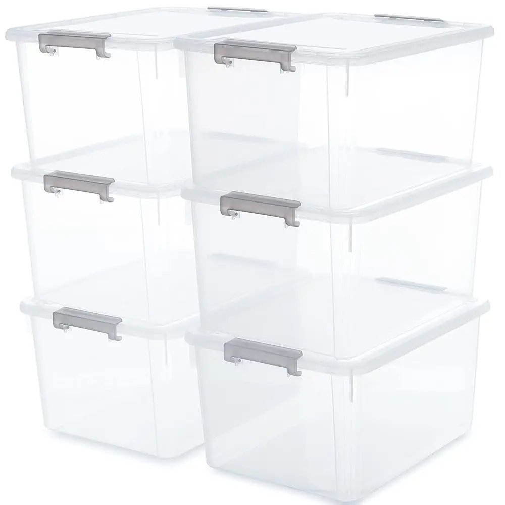 

Citylife 6 Packs 32 Qt Plastic Storage Bins With Lids Large Stackable Storage Containers For Organizing Clear Storage Box For