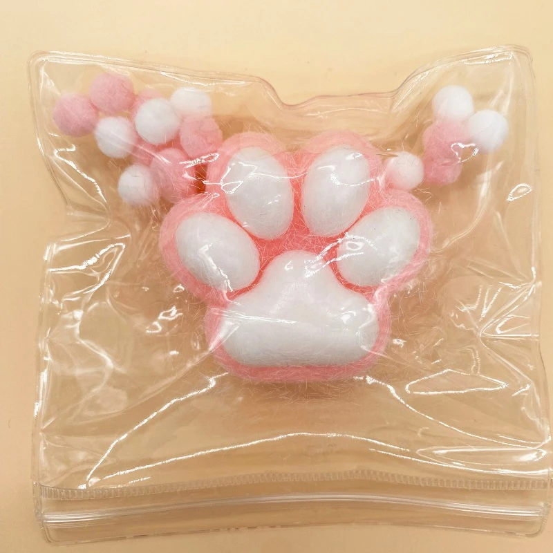 1Pcs Purple Plush Cat Claw Shaped Squeeze Toy Silicone Flocking Cat Claw Thicken Funny Decompression Slow Rebound Toy