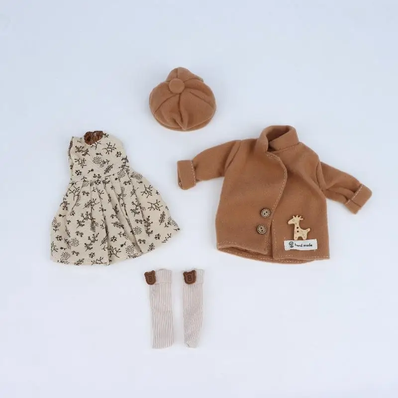 []1Set 1/6 Doll Fashion Outfit Kit 30cm Doll Clothes Pretty Dress Hat Winter Coat Girl Toy Gift Doll Accessory No Shoes And Doll
