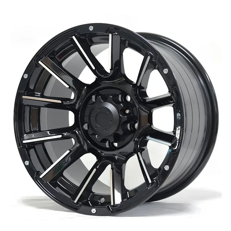 Off-road Car Wheels Black Color 15 16 Inch 5 6 Holes Aluminium Luxury Multi Spokes 4x4 Wholesale Cast Rims For SUV