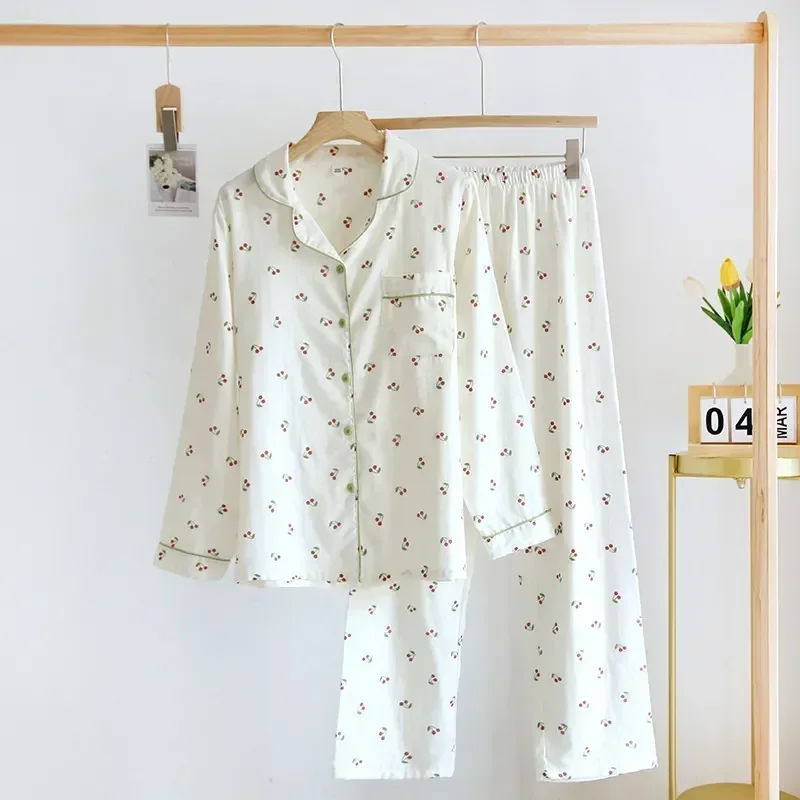 

Clothing Sleepwear Spring Womens Sleeve Pants Cute Printing Long Autumn Women Set And 2023 Nighty Sweet Homewear Roomwear