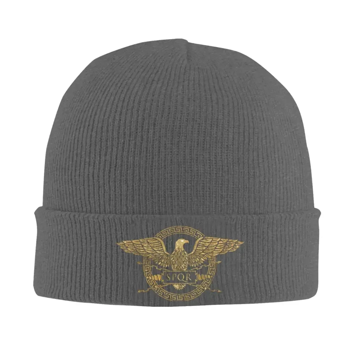 SPQR Roman Empire Eagle Emblem Warm Knitted Cap Hip Hop Bonnet Hat Autumn Winter Outdoor Beanies Hats for Men Women Adult