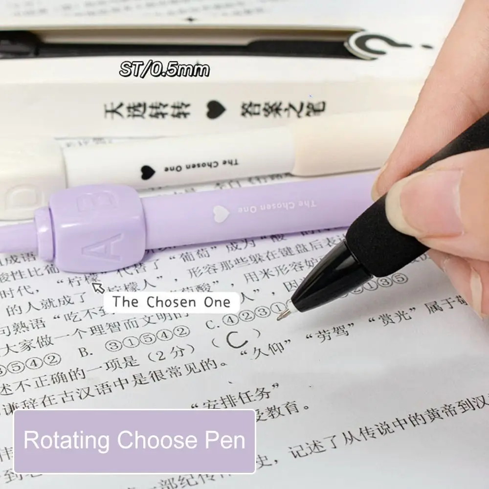 

2PCS Creative Fun Rotating Answer Pen Novelty ABCD Select Rotating Choose Pen 0.5mm Writing Ballpoint Gel Pen Student Use