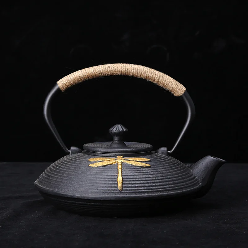 

Creative iron ware iron pot handmade old iron pot water boiling teapot dragonfly tea set, supplies, uncoated, gilded, customized