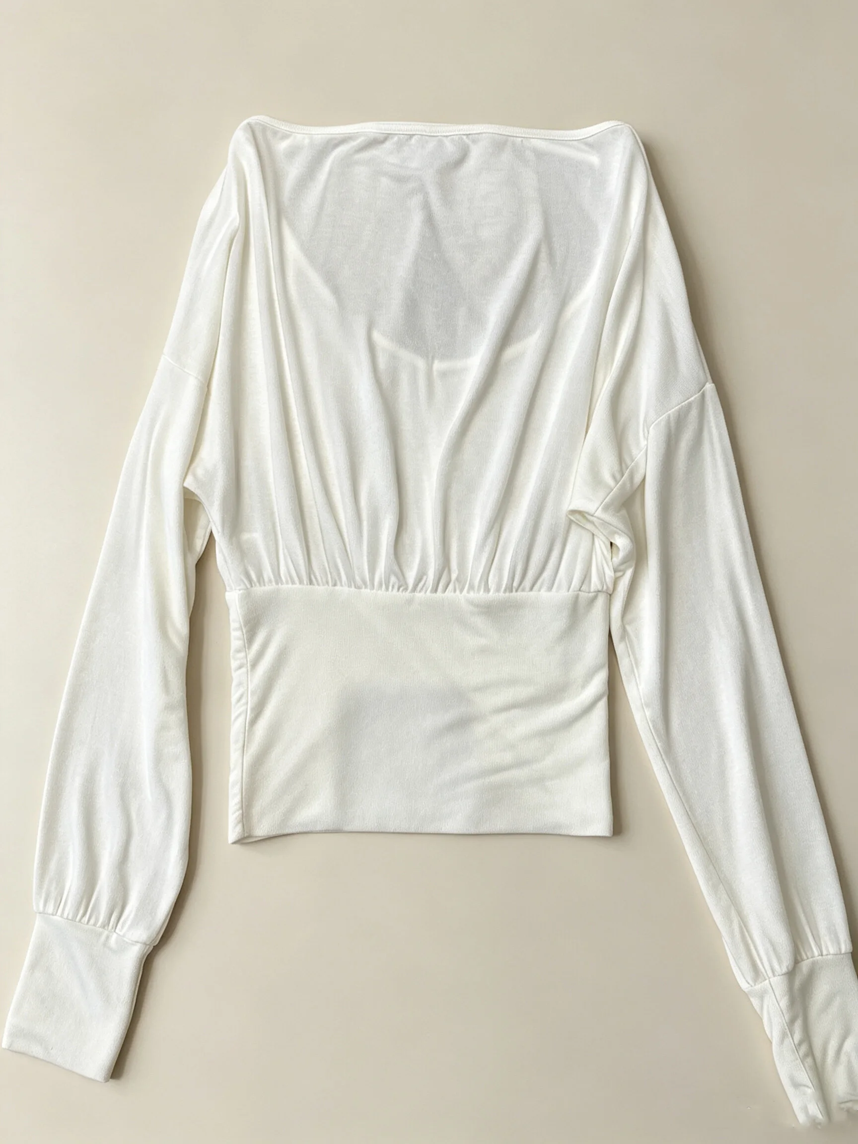Women Off Shoulder Pleated Long Sleeve Top, Autumn Loose Lantern Sleeve High Waist Slim Crop Blouse, Y2K Casual Basic Shirt