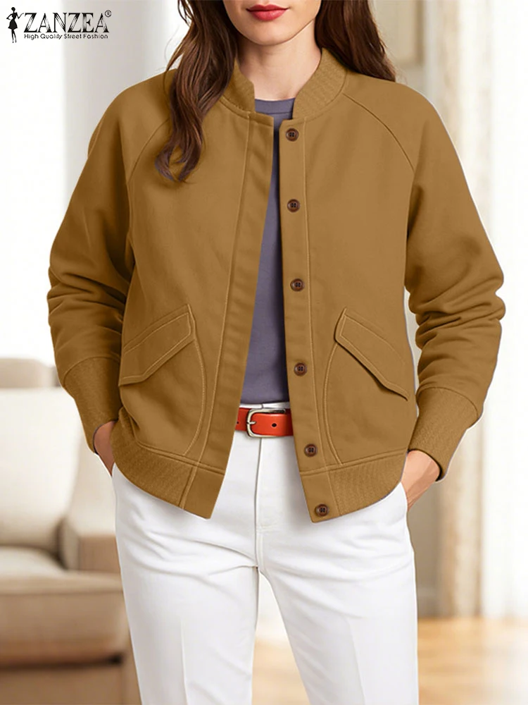سترات نسائية عصرية لخريف 2025 من ZANZEA معاطف محبوكة متينة بأكمام طويلة ملابس خارجية غير رسمية للعمل ملابس خروج نسائية Chaqueta