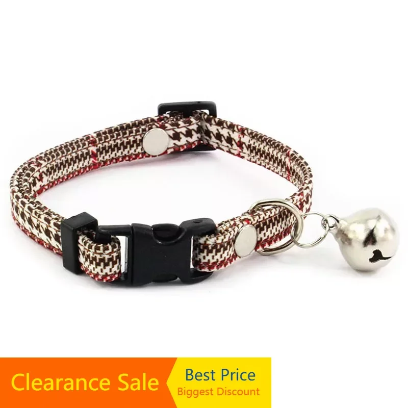 

Houndstooth Collar for Small Dogs with Bell Fashion Dog Collar For Puppies Cats Female Dog Accessories Pet Products