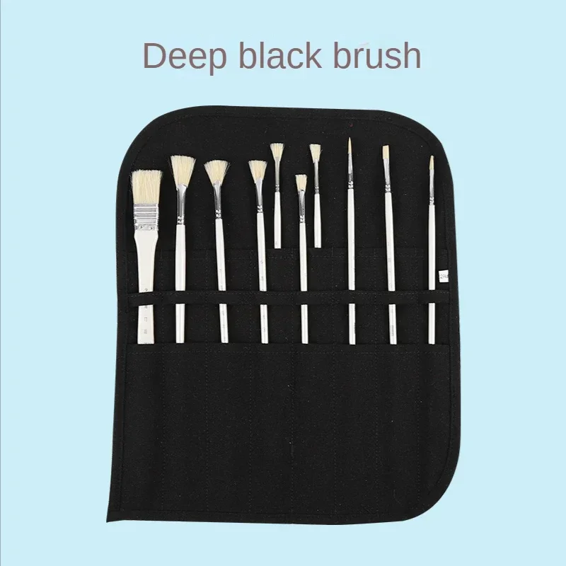 New Student Brush Bag Watercolor Draw Pouch for Artist Oil Paint Pen Holder Canvas Pen Cases Brush Curtain Green White Black