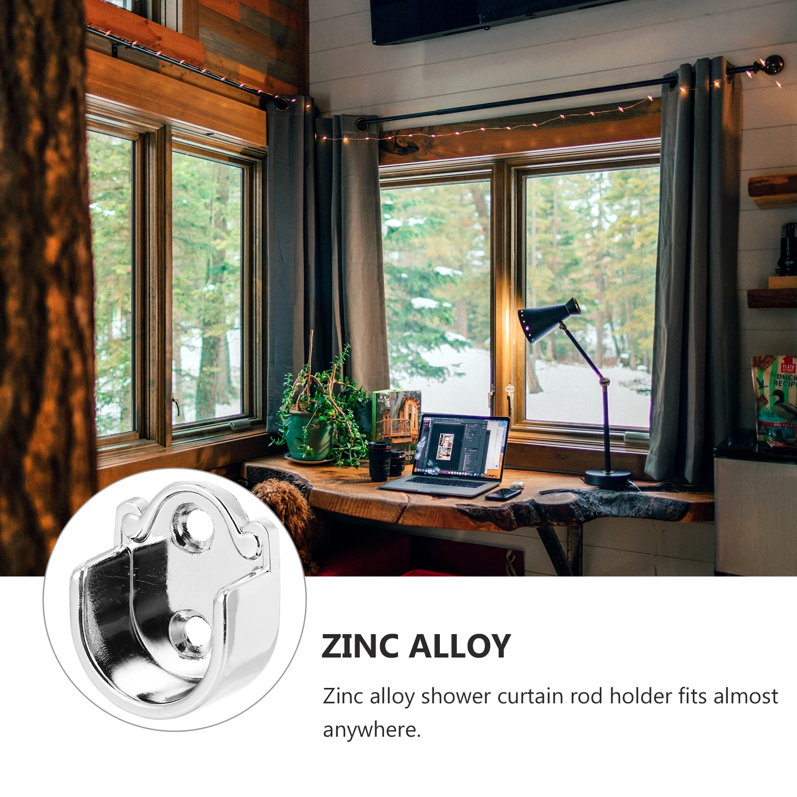 

4pcs Shower Curtain Holder Zinc Alloy Bathroom Accessory Wall Mount Closet Rod Support U Shaped Shower Rod Socket Universal Fit