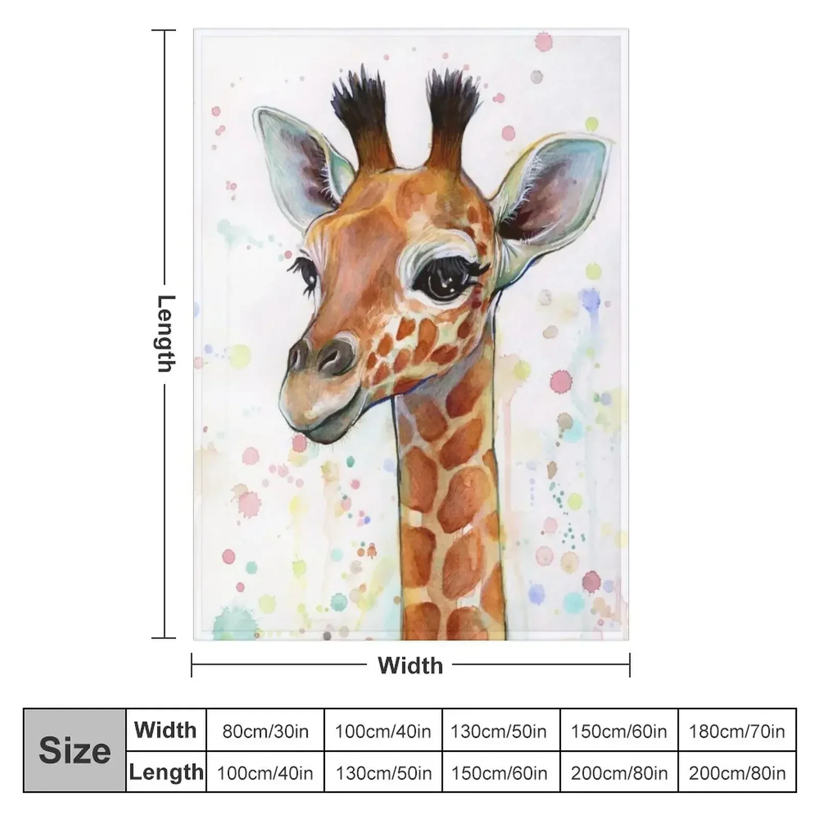 Baby Giraffe Watercolor Painting, Nursery Art Throw Blanket Decorative Throw Polar christmas decoration Travel sofa bed Blankets