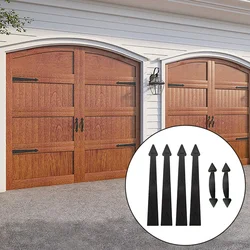 1set Magnetic Garage Door Hardware Garden Shed Barn Faux 4 Hinge & 2 Handle Kit Carriage Couch House Curb Appeal Home Decorative