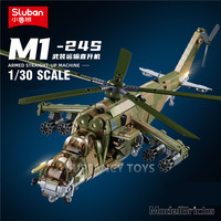 Sluban 893PCS MI-24S Armed Transport Helicopter Model Building Blocks Set DIY Creative Educational Toy for Boys Air Force Theme