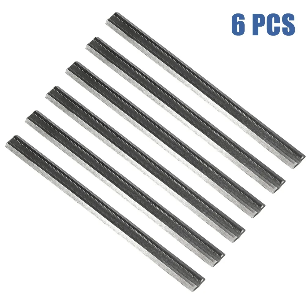 Reversible Woodworking Planer Blades, 82x5 5x1mm, Carbon Steel Material, Pack Of 6 For Mechanical Electric Planer