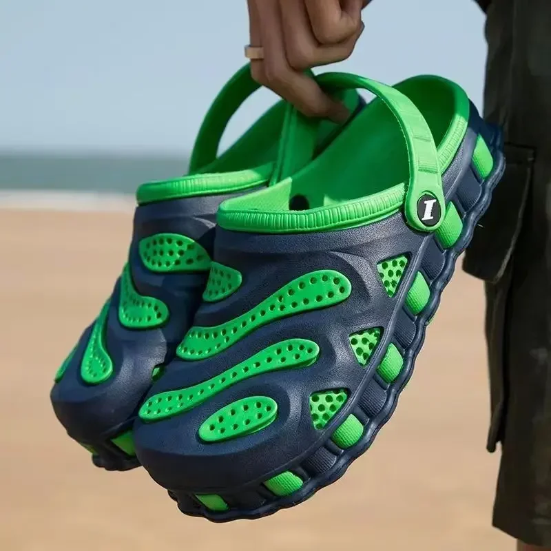 

2025 New Summer men slippers Aqua Breathable Water Beach Shoes For Men Jelly Slides Men Clogs Flat Shoes Plus Size 40-46