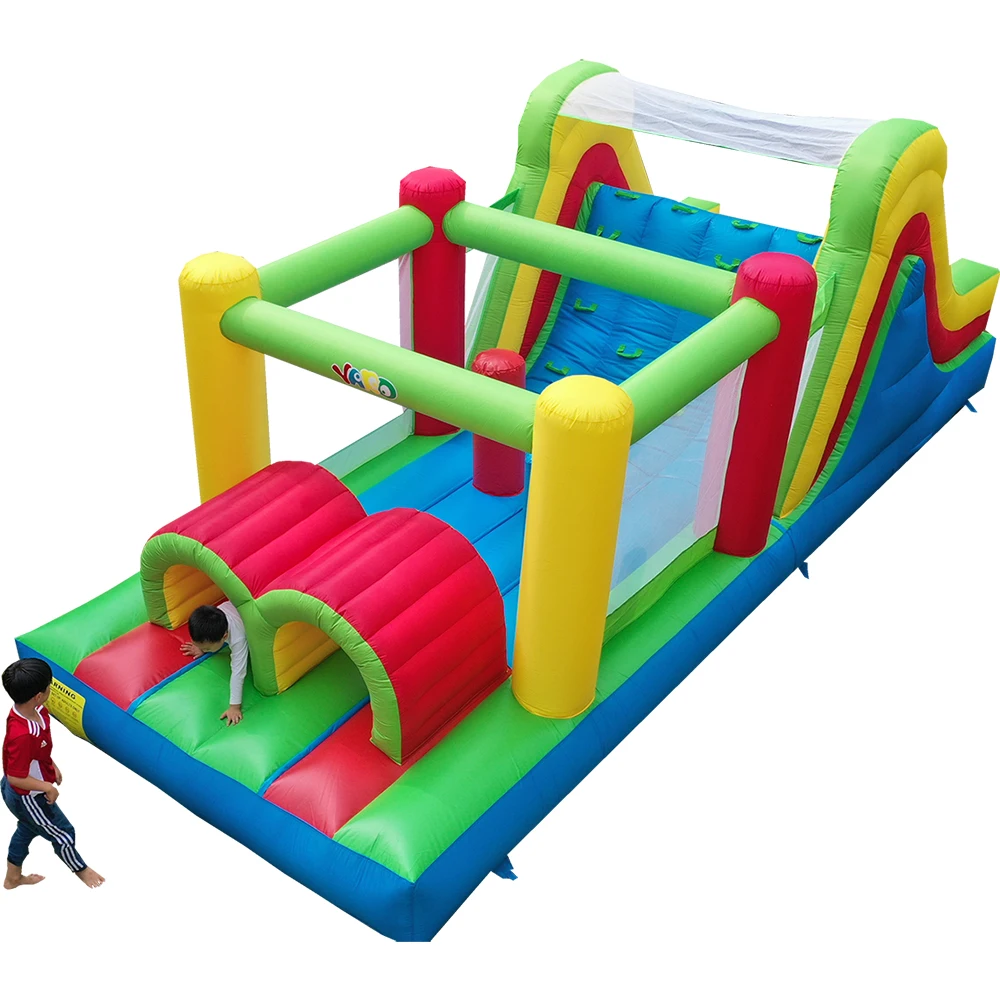 Colorful Inflatable Bounce House for Kids, Castle Obstacle, Bouncer, Jumping Trampoline, Games Toys, 6.5x2.8x2.4m Outdoors