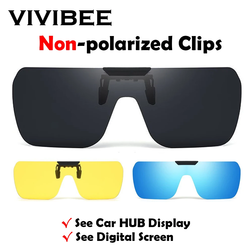 Óculos de sol VIVIBEE não polarizados com clipe para dirigir, lentes escuras antirreflexo para ver telas digitais.