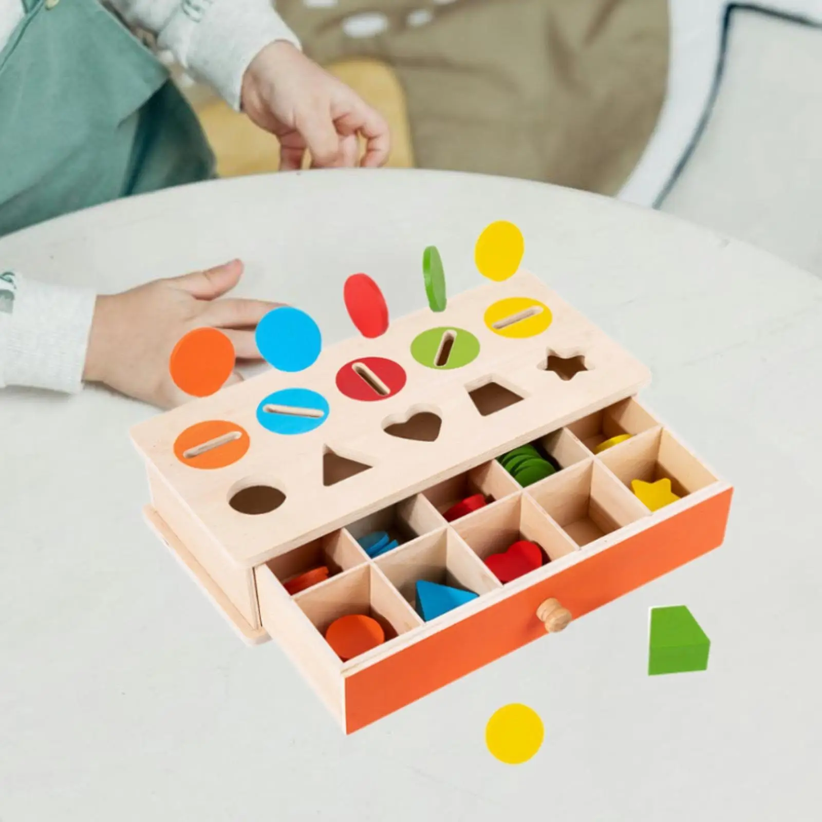 Wooden Color and Shape Sorter Box Early Learning Educational Toy for Kids