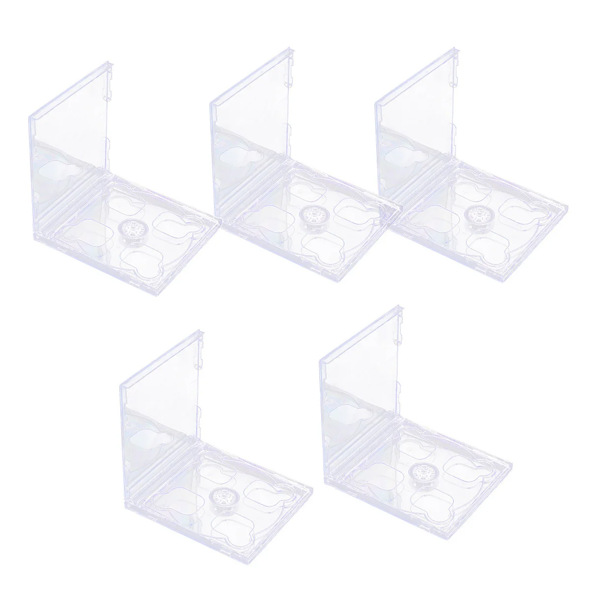 

5pcs Transparent Cd Case Double Disc Storage Holder Standard Plastic Media Organizer Clear Jewel Case For Dvd Protection - Cd