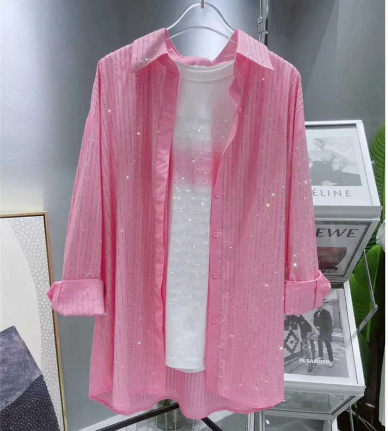 

Повседневные свободные полосатые рубашки для женщин, весенние женские рубашки и блузки большого размера, модные элегантные молодежные женские топы