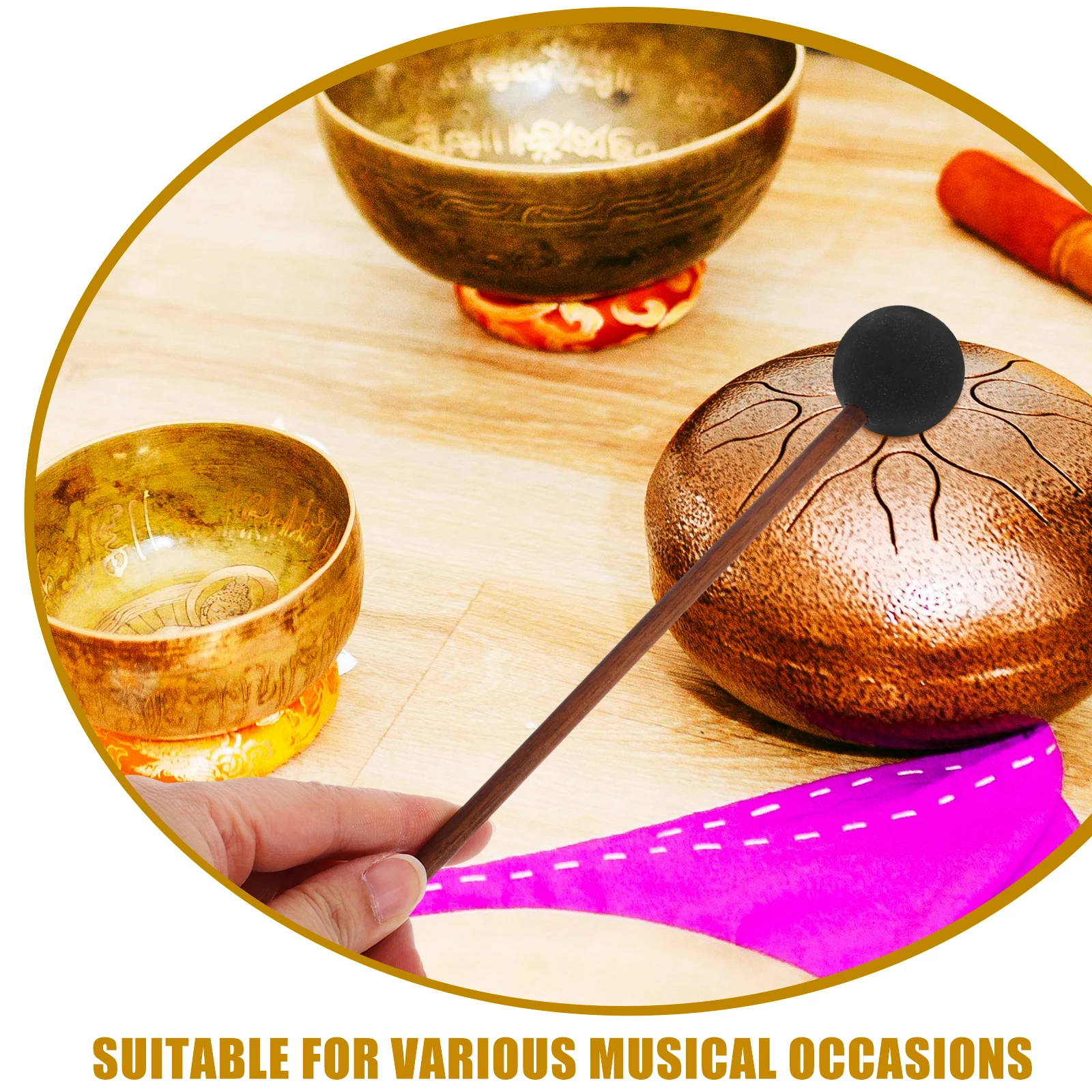 

1pcs Friction Resonance Marimba Mallet Whale Singing Effect Wooden Long Handle For Performance Instrument Accessories
