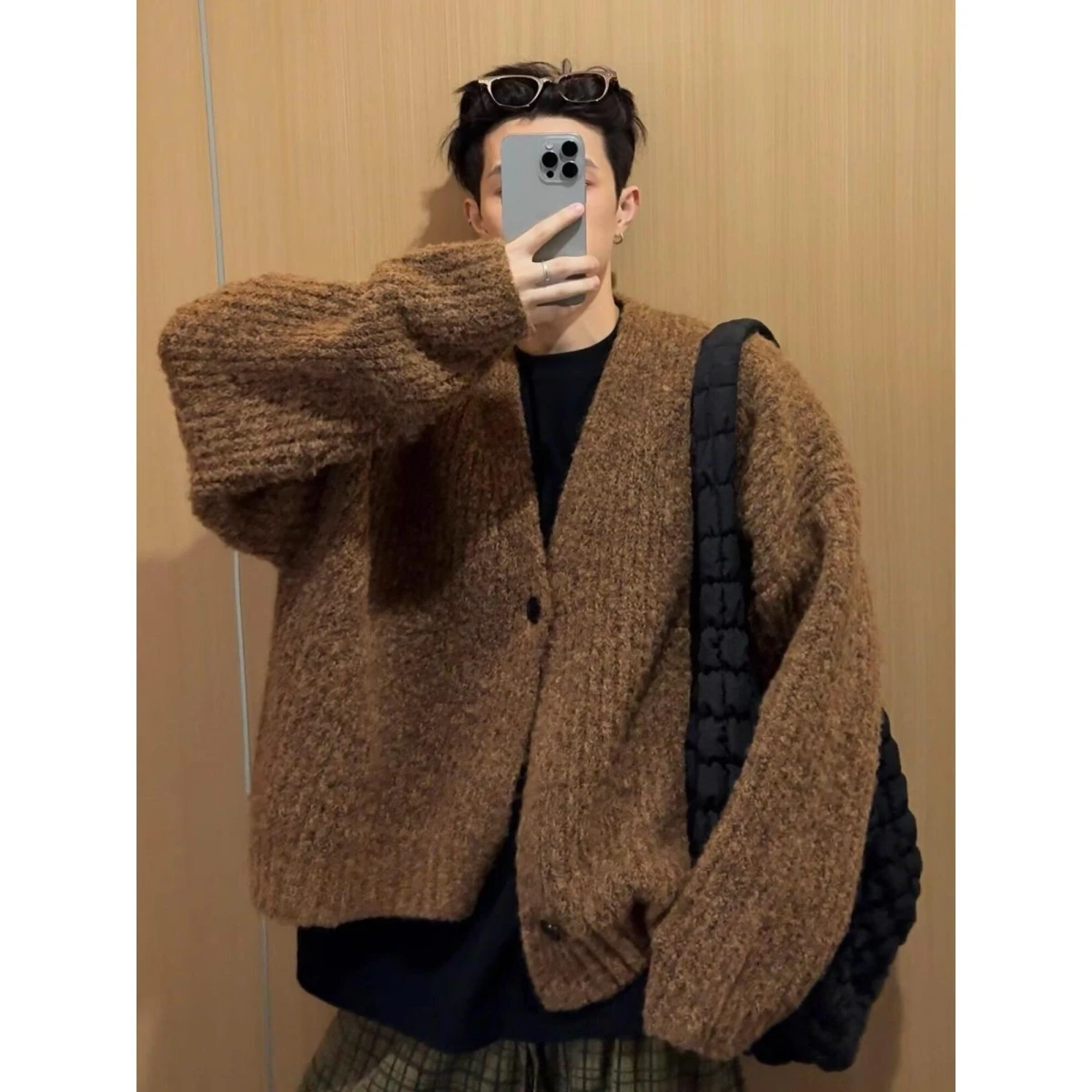 

Casual V-Ne Knitted Sweater Men's Color Cardigan Loose Fit Winter Faion Trendy Leisure Sle Polyester Fiber Long S...