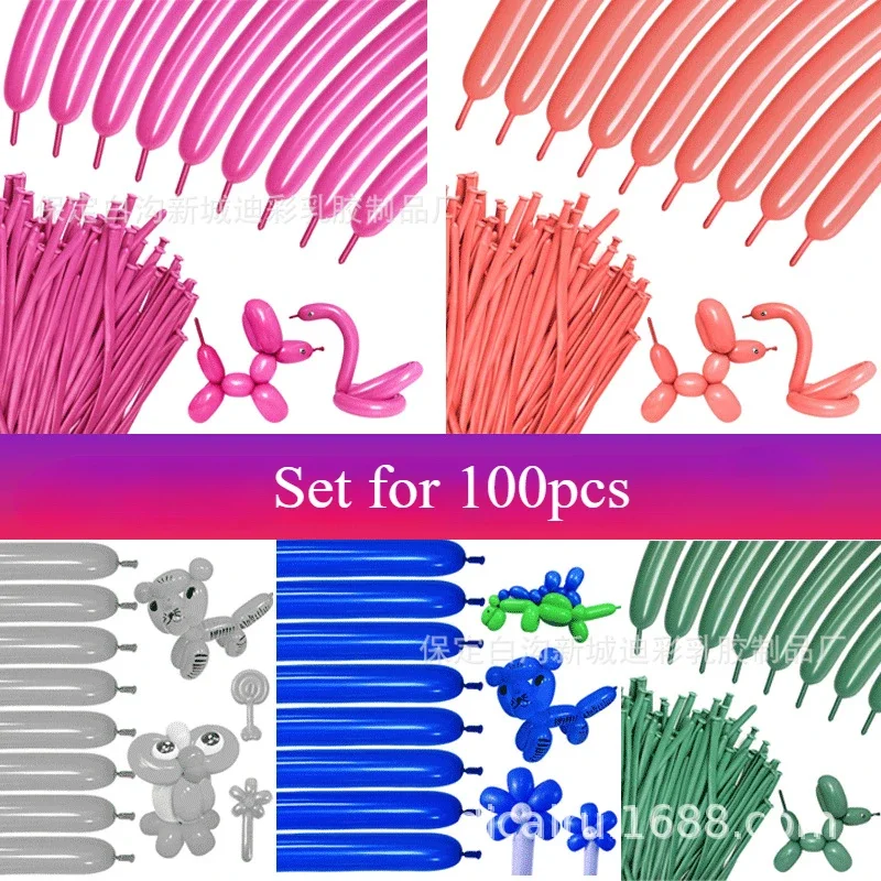 100pcs Matte Magic Balloon KB260 Animal Modeling Colorful Long Woven Clown Variety Party Birthday Wedding Decoration Balloon