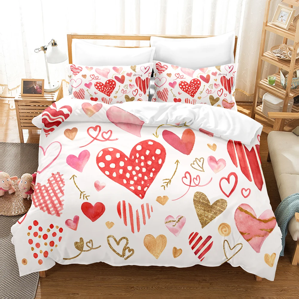 

Bedding Set Pink Love Heart Duvet Cover Boy, Kid's Fashion Quilt Cover Girls Room Cute Sweets Bedding King/Queen Duvet Cover Set