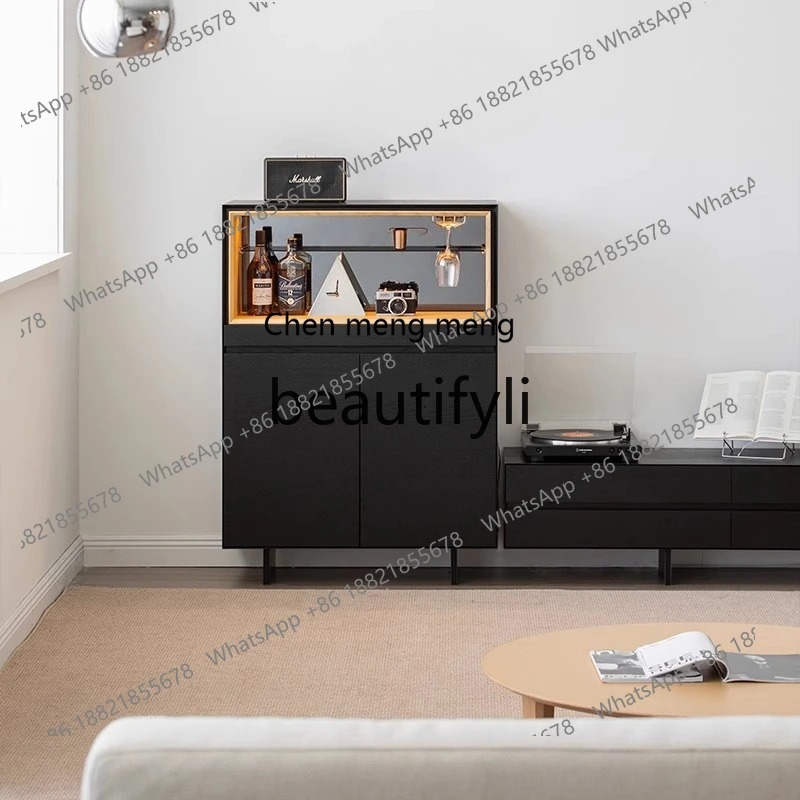 

X Minimalist solid wood living room storage wine cabinet against the wall integrated tea and dining edge porch display cabinet