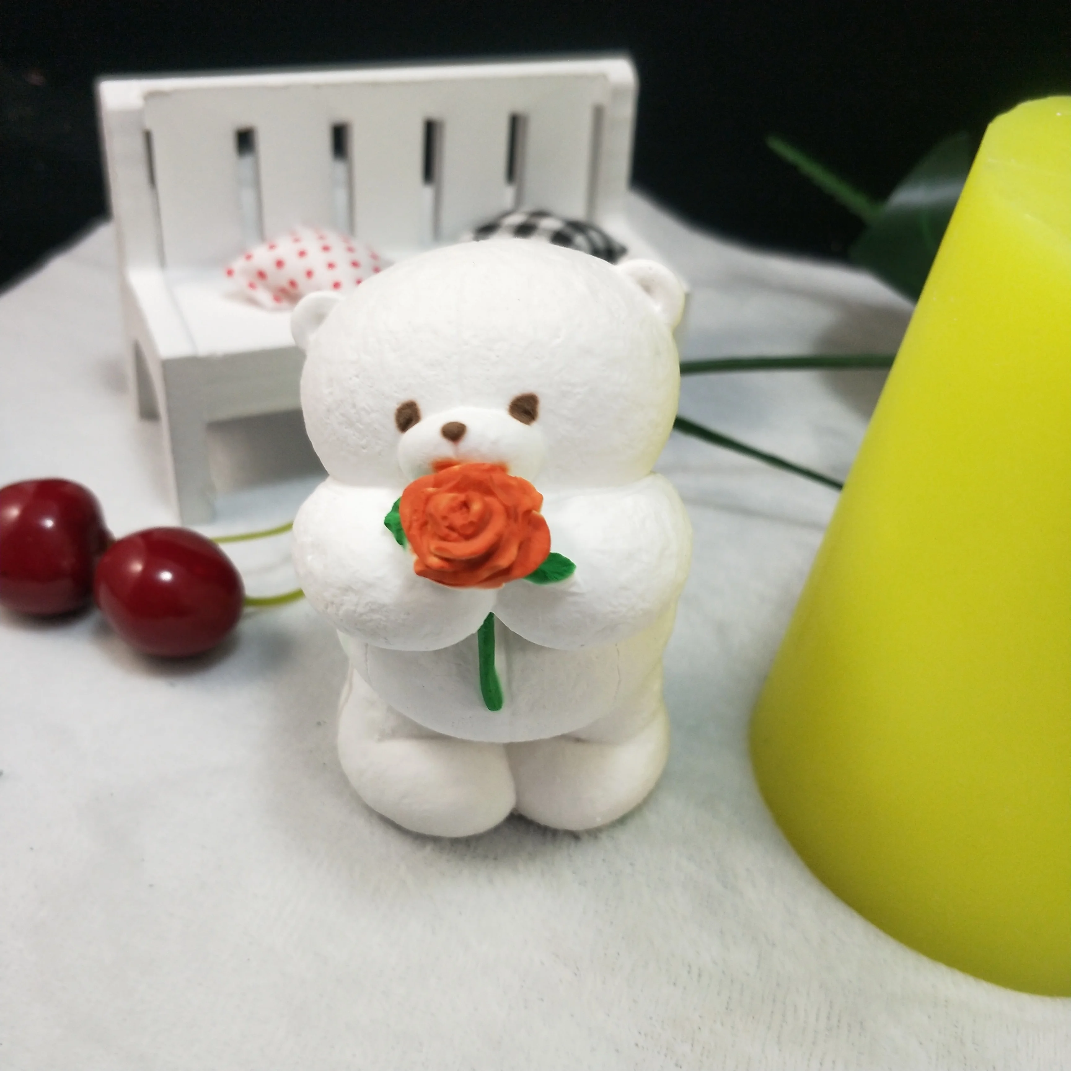 

Bear Rose Soap Molds Mold Silicone Gypsum Chocolate Candle Candy Mold Bouquet Bear Clay Resin Lovely DW0188 PRZY 3D Moulds