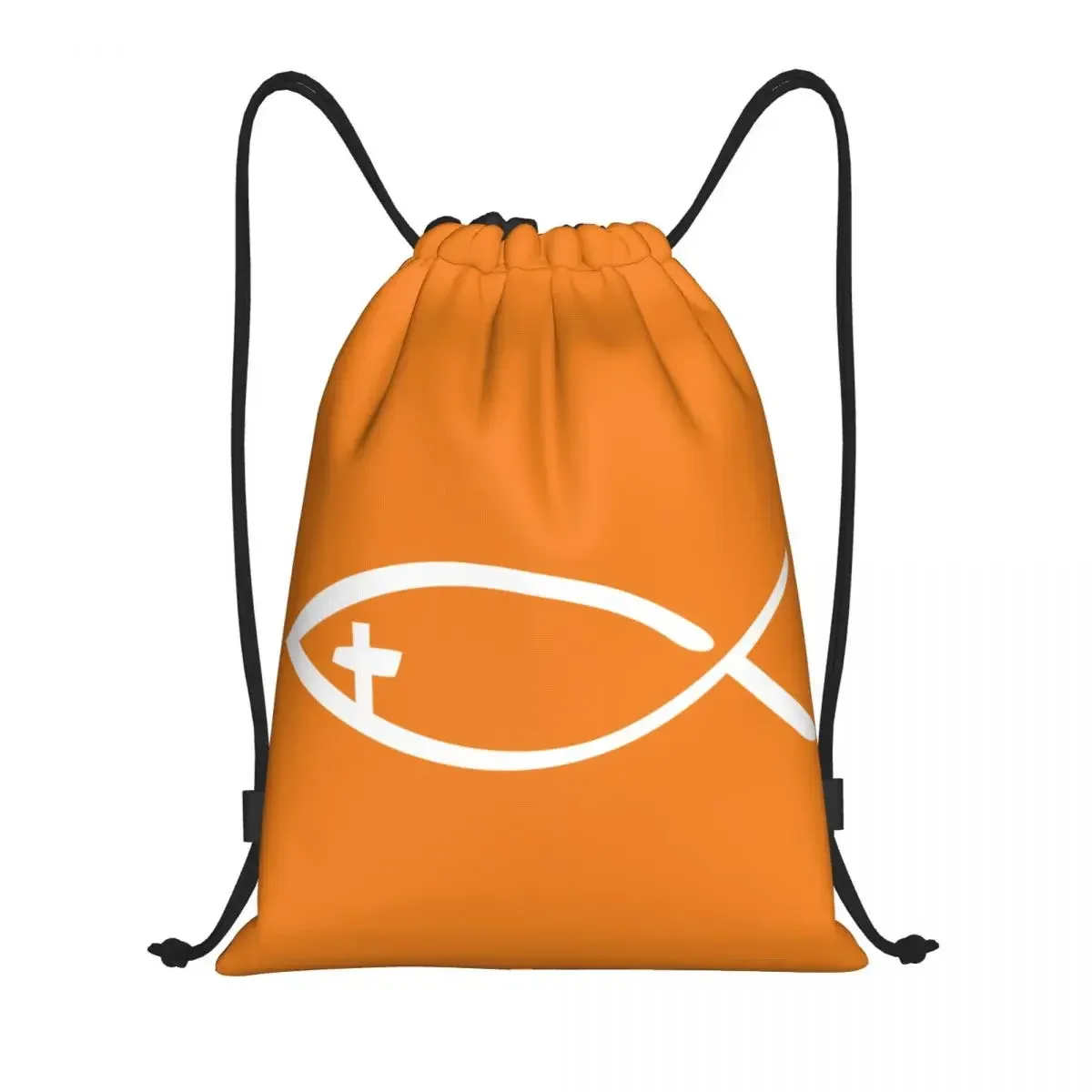 

Custom Jesus Cross Fish Drawstring Bags Women Men Lightweight Christian Sports Gym Storage Backpack