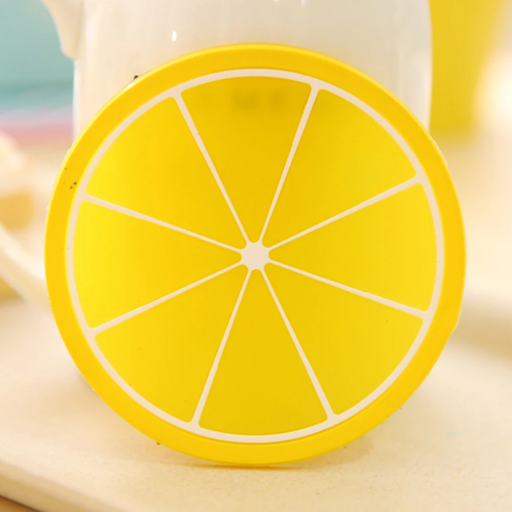 Posavasos con aislamiento térmico, sin estera, redondo, de silicona, en forma de fruta, Protector de mesa impermeable, decoración del hogar, almohadilla de comedor, 7 Uds.